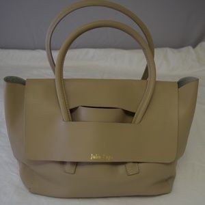 Julia Kays Flap Over Taupe Leather Purse